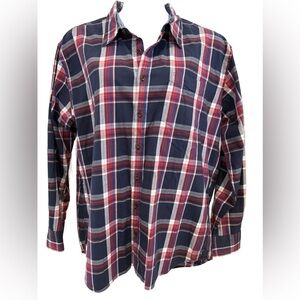 Tommy Hilfiger Men's Blue and Red Plaid Shirt, Size XXL